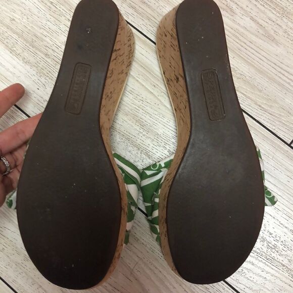 Sperry Green striped anchor cork wedge shoes 7.5 - Picture 5 of 8